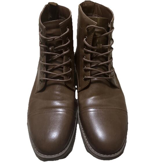 PERRY ELLIS Portfolio Men’s 11.5 Captain Brown Lace Up Ankle Boots Ultra Foam - Picture 1 of 13